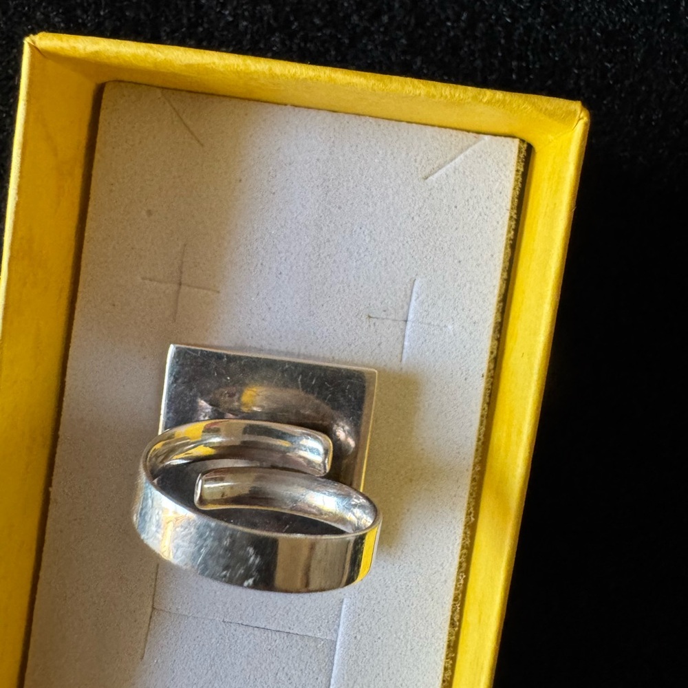 Silver Square Patterned Ring 925 - image 4